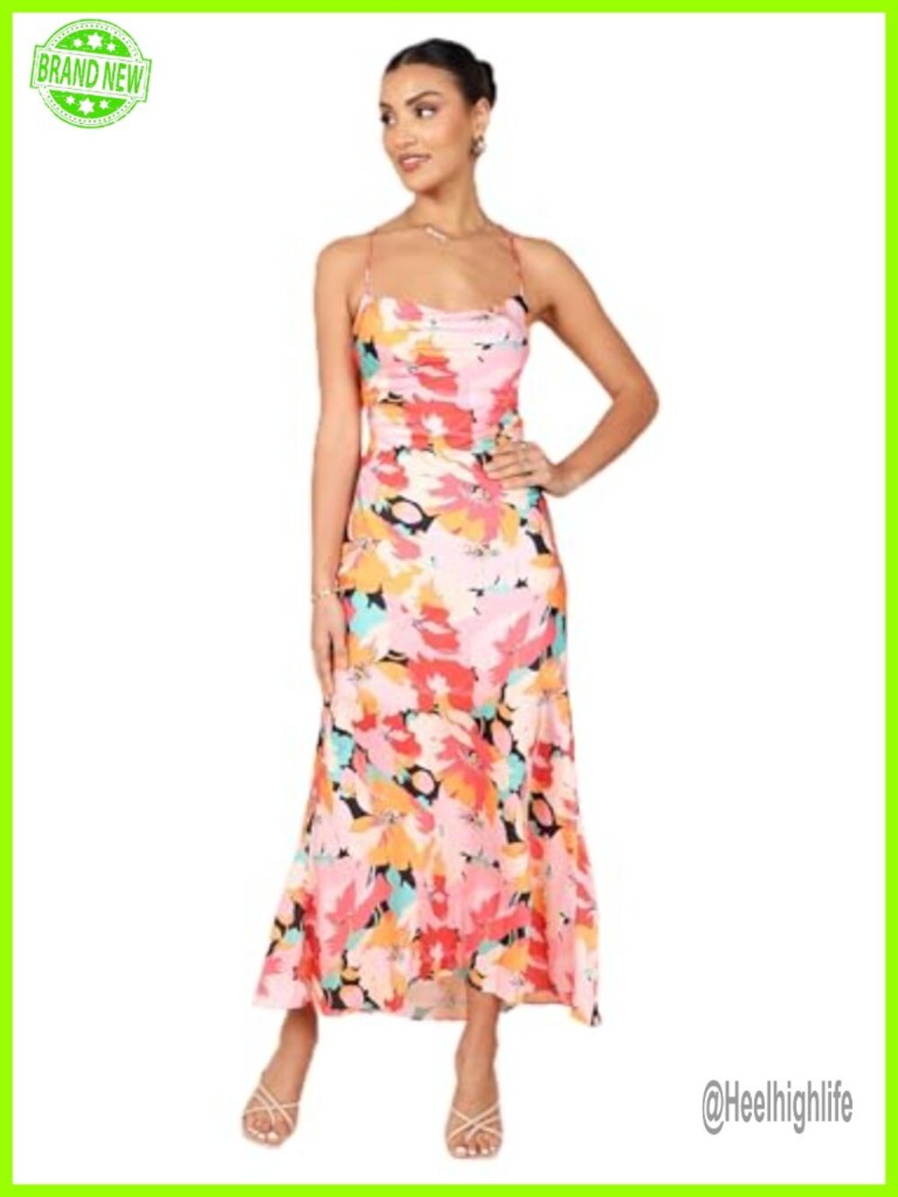 Petal & Pup Posse Midi Slip Dress Cowl Neck Open Tie Back Cocktail